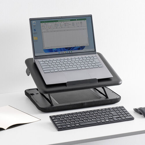 クッションテーブル（パソコンスタンド・膝上テーブル・タブレットスタンド・上下昇降・高さ変更可能・マウスパッド付・メッシュクッション）