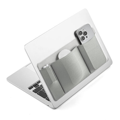 ノートパソコン収納（バッグ・オーガナイザー・貼り付け・マウス・ケーブル・収納・グレー）