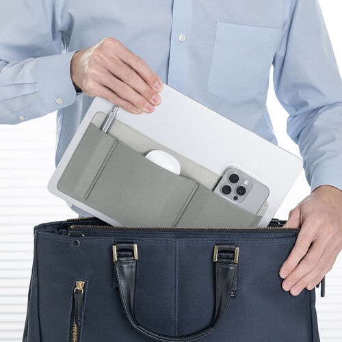 ノートパソコン収納（バッグ・オーガナイザー・貼り付け・マウス・ケーブル・収納・グレー）