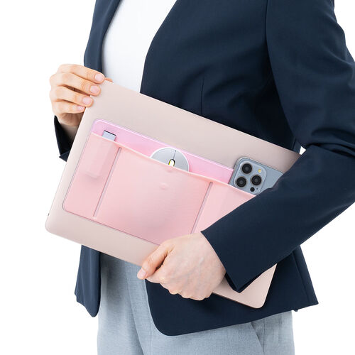 ノートパソコン収納（バッグ・オーガナイザー・貼り付け・マウス・ケーブル・収納・ピンク）