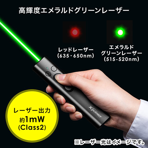 レーザーポインター（グリーンレーザー・バッテリー内蔵・プレゼンテーション・ジャイロ・Win・Mac・PowerPoint・Keynote） EZ2-LPP040 サンワサプライ