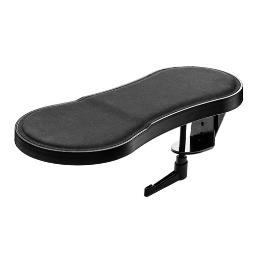 【アウトレット・中古・セール】マウステーブル（スライド式・パソコン・マウス・キーボード・肘置き・リストレスト・エルゴノミクス・クランプ取り付け・360度回転・ブラック）