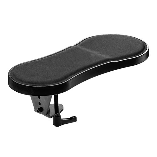 【アウトレット・中古・セール】マウステーブル（スライド式・パソコン・マウス・キーボード・肘置き・リストレスト・エルゴノミクス・クランプ取り付け・360度回転・ブラック）