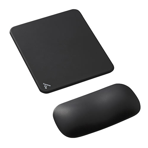 リストレスト付きマウスパッド(マウス用・手首・腱鞘炎防止・疲労軽減・クッション・ジェル・ブラック）