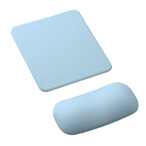 リストレスト付きマウスパッド(マウス用・手首・腱鞘炎防止・疲労軽減・クッション・ジェル・ブルー）