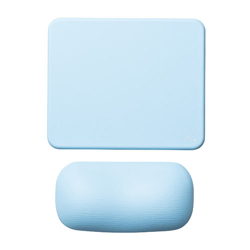 リストレスト付きマウスパッド(マウス用・手首・腱鞘炎防止・疲労軽減・クッション・ジェル・ブルー）