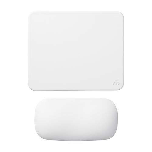 リストレスト付きマウスパッド(マウス用・手首・腱鞘炎防止・疲労軽減・クッション・ジェル・ホワイト）