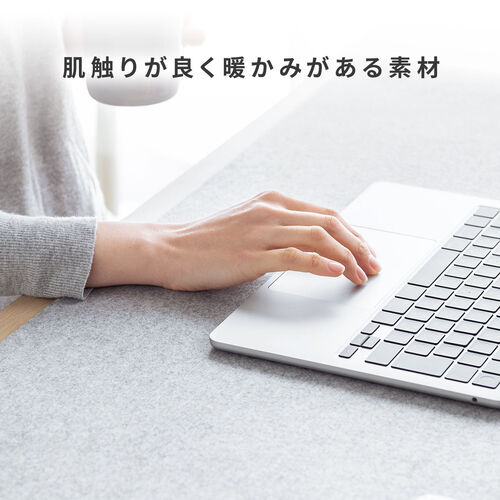 フェルトデスクマット（60×30cm・天然ゴム使用・布製マット・おしゃれ・傷汚れ防止・ブラック）