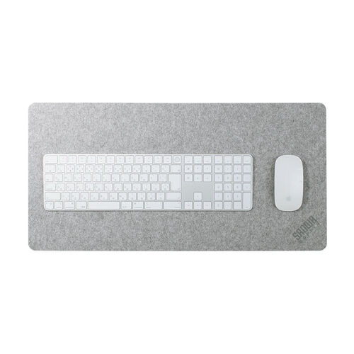 フェルトデスクマット（60×30cm・天然ゴム使用・布製マット・おしゃれ・傷汚れ防止・グレー）