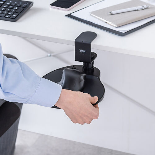 マウステーブル（360度回転・クランプ式・硬質プラスチック製・ブラック・リストレスト・ジェル）