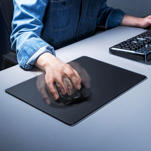 マウスパッド（ガラス・ゲーミング・強化ガラス・オフィス・厚さ3㎜・縦26cm・横35cm・9H・ブラック）