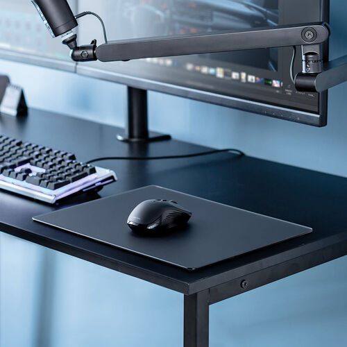 マウスパッド（ガラス・ゲーミング・強化ガラス・オフィス・厚さ3㎜・縦26cm・横35cm・9H・ブラック）