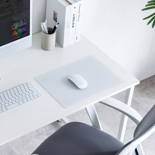 マウスパッド（ガラス・ゲーミング・強化ガラス・オフィス・厚さ3㎜・縦26cm・横35cm・9H・ホワイト）