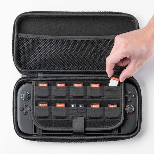 Nintendo Switch2 専用 セミハードケース（ゲームカード/microSDカード収納・ガラスフィルム・クリーニングクロス付き・ブラック）