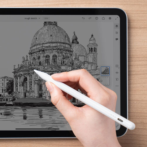 タッチペン（スタイラスペン・iPad専用・極細・充電式・パームリジェクション対応・傾き検知・USB・Type-C・Apple Pencil互換・2018年以降対応・ホワイト）