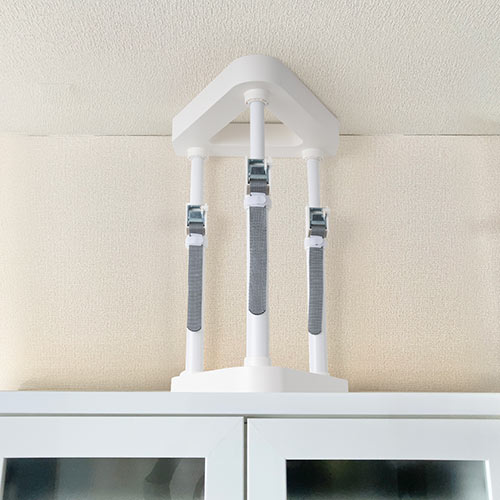 耐震突っ張り棒（面固定・可動範囲390～550mm・50㎝・対象重量物300kg・工具不要） QL015