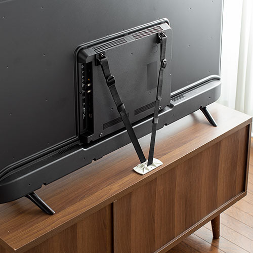 耐震ベルト（テレビ転倒防止ベルト・両面テープ取り付け・VESA・壁固定・65型まで・震度6強対応） QL017