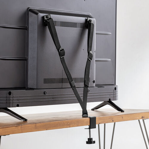 テレビ転倒防止ベルト（VESA取付・クランプ固定・穴あけ不要・壁固定対応・震度6強・耐震試験済み）