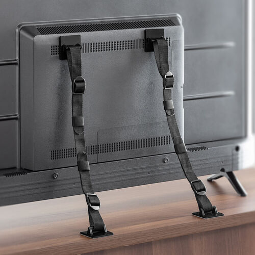 テレビ転倒防止ベルト（ベルト2本・両面テープ取り付けタイプ・壁固定・65型まで・震度6強対応）