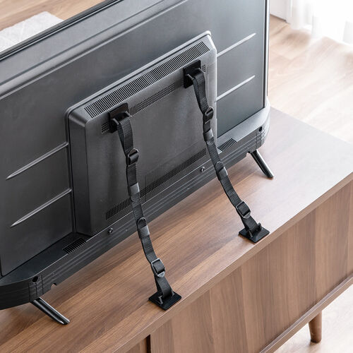 テレビ転倒防止ベルト（ベルト2本・両面テープ取り付けタイプ・壁固定・65型まで・震度6強対応）