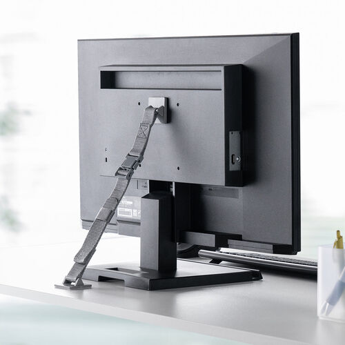 パソコンディスプレイ転倒防止ベルト（モニター落下防止・モニターストッパー・ワンタッチ着脱・長さ調節可能・震度6強・耐震試験済み）