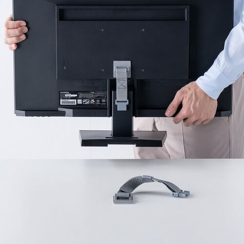 パソコンディスプレイ転倒防止ベルト（モニター落下防止・モニターストッパー・ワンタッチ着脱・長さ調節可能・震度6強・耐震試験済み）