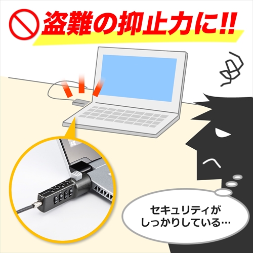 セキュリティワイヤー（ダイヤル錠タイプ・ホワイト）