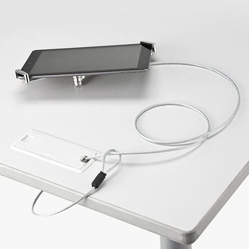 タブレット・iPadセキュリティワイヤー（10.5インチ/9.7インチiPad Pro・9.7インチiPad（2018/2017）・mini 4対応・汎用タイプ・7インチ～10インチ対応・シルバー）