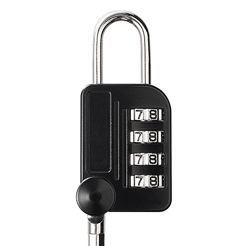 カールコード一体型南京錠（バッグ・サドル盗難防止・ダイヤル錠・セキュリティーワイヤー）
