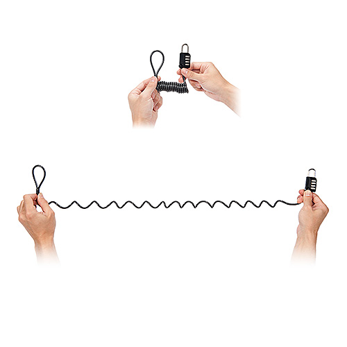 カールコード一体型南京錠（バッグ・サドル盗難防止・ダイヤル錠・セキュリティーワイヤー）