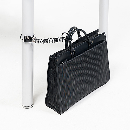 カールコード一体型南京錠（バッグ・サドル盗難防止・ダイヤル錠・セキュリティーワイヤー）