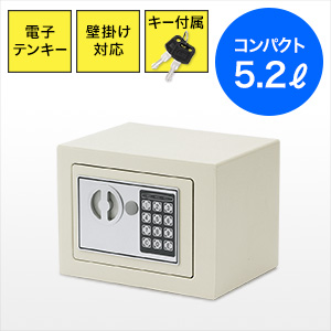 小型電子金庫(マイナンバー・セキュリティ―対策・家庭用・テンキー・鍵式・壁掛け対応・小型・5.2リットル）