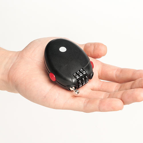 ワイヤーロック（巻き取り式・セキュリティー・ダイヤル錠・盗難防止・3桁・ブラック）SL042BK