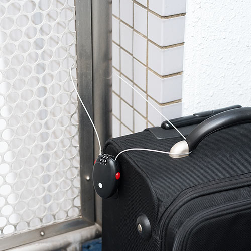 ワイヤーロック（巻き取り式・セキュリティー・ダイヤル錠・盗難防止・3桁・ブラック）SL042BK