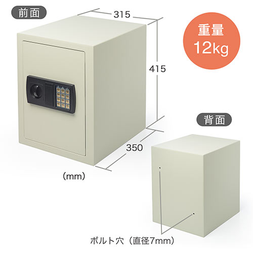 電子金庫(テンキー式・マイナンバー・セキュリティ―・家庭用・鍵式・壁掛け・中棚・43リットル）