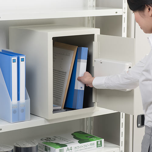 電子金庫(テンキー式・マイナンバー・セキュリティ―・家庭用・鍵式・壁掛け・中棚・43リットル）