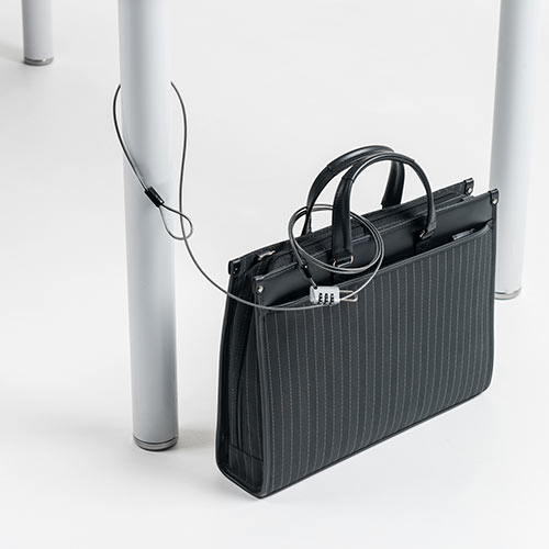 セキュリティワイヤー／バッグ／ダイヤル錠／一体型／盗難防止