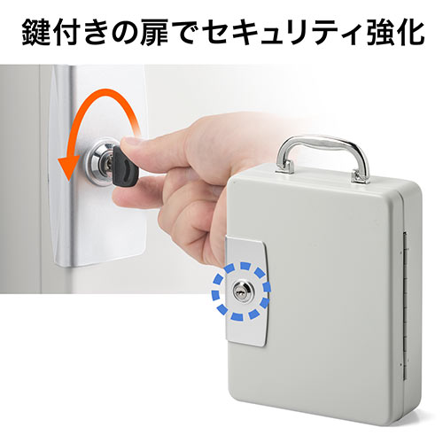 キーボックス／鍵付き／壁固定／32本収納／スチール製／防犯管理