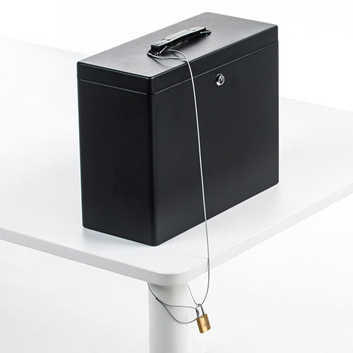 鍵付きファイルボックス（マイナンバー対策・取手付き・書類入れ・A4ファイル収納可能・セキュリティボックス・ブラック）