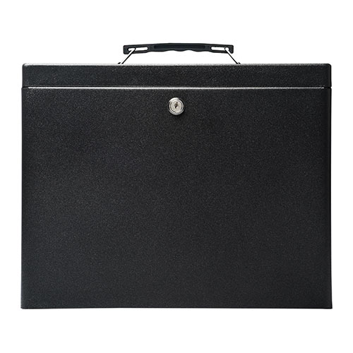 鍵付きファイルボックス（マイナンバー対策・取手付き・書類入れ・A4ファイル収納可能・セキュリティボックス・ブラック）