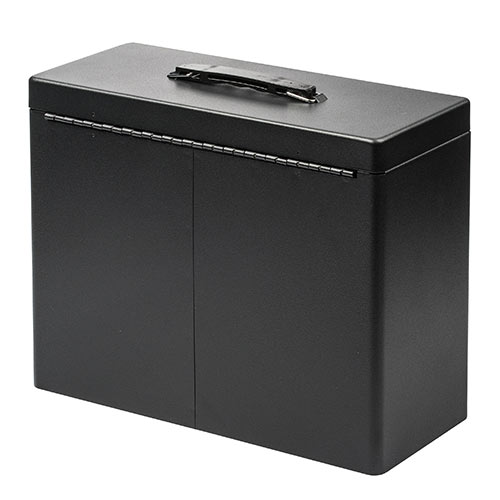 鍵付きファイルボックス（マイナンバー対策・取手付き・書類入れ・A4ファイル収納可能・セキュリティボックス・ブラック）
