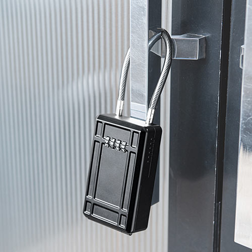 キーボックス（ダイヤル式・ワイヤー・セキュリティ・大型サイズ・玄関・おすすめ・ブラック） SL065BK サンワサプライ