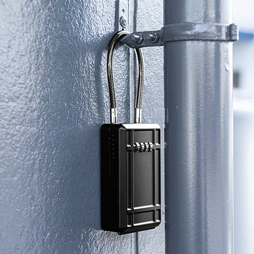 キーボックス（ダイヤル式・ワイヤー・セキュリティ・大型サイズ・玄関・おすすめ・ブラック） SL065BK サンワサプライ