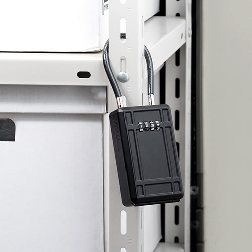 キーボックス（ダイヤル式・ワイヤー・セキュリティ・大型サイズ・玄関・おすすめ・ブラック） SL065BK サンワサプライ