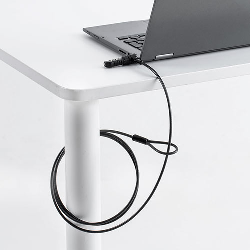 セキュリティワイヤー（ノーブルロック専用・Nobleロック・Noble Wedgeスロット・セキュリティスロット・盗難防止・ダイヤル錠・ワイヤー長1.8m）