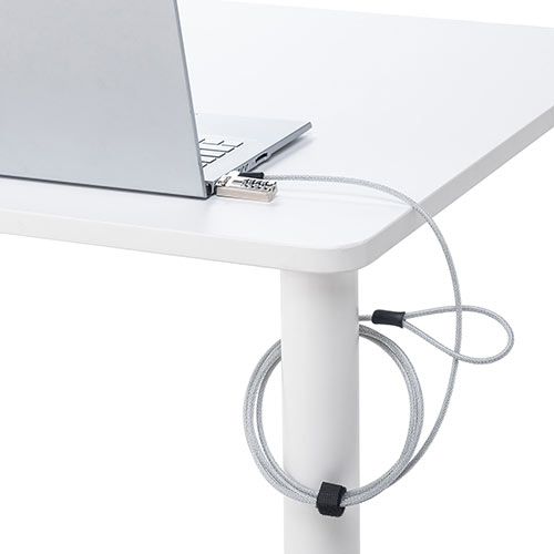 セキュリティワイヤー（ダイヤル錠・4桁ダイヤル式・レーバー開閉・ビニールコーティング・3×7mmスロット対応・1.9ｍ）