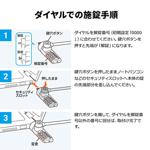 セキュリティワイヤー（シリンダ錠・ダイヤル錠・セキュリティ