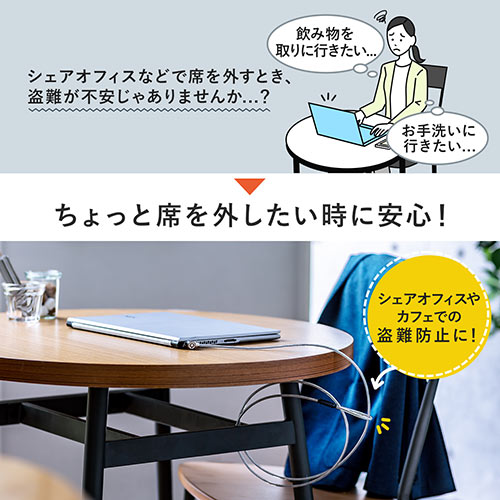 セキュリティワイヤー（超小型シリンダ・3×7mmスロット・小型シリンダ・約1.5m）