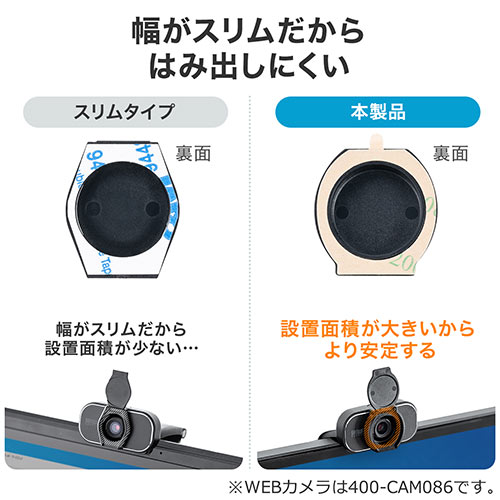 レンズカバー WEBカメラ セキュリティ 盗撮防止 シール貼り付け 2個入り 幅広