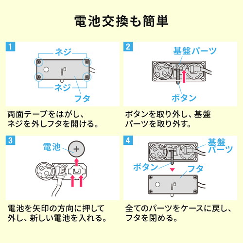 セキュリティアラーム（アラーム付きセキュリティワイヤー・両面テープ固定・電池式・パソコン盗難防止・iPad・タブレット）